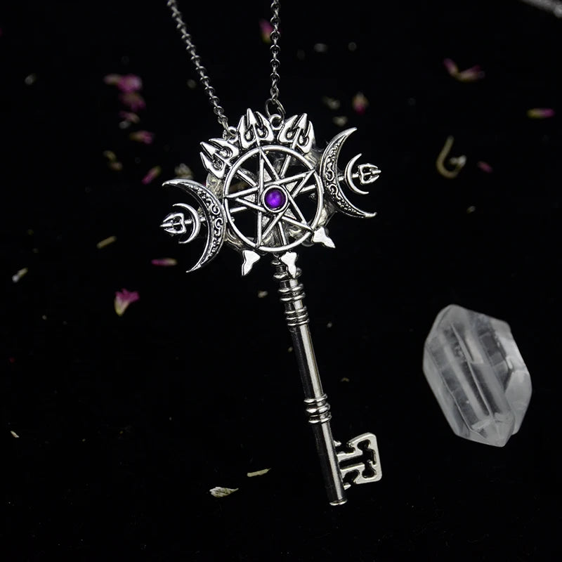 Pagan Crystal Key Necklace
