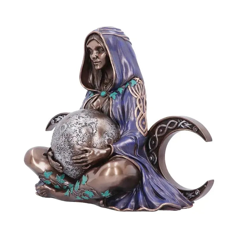 Pagan Witch Triple Moon Statue