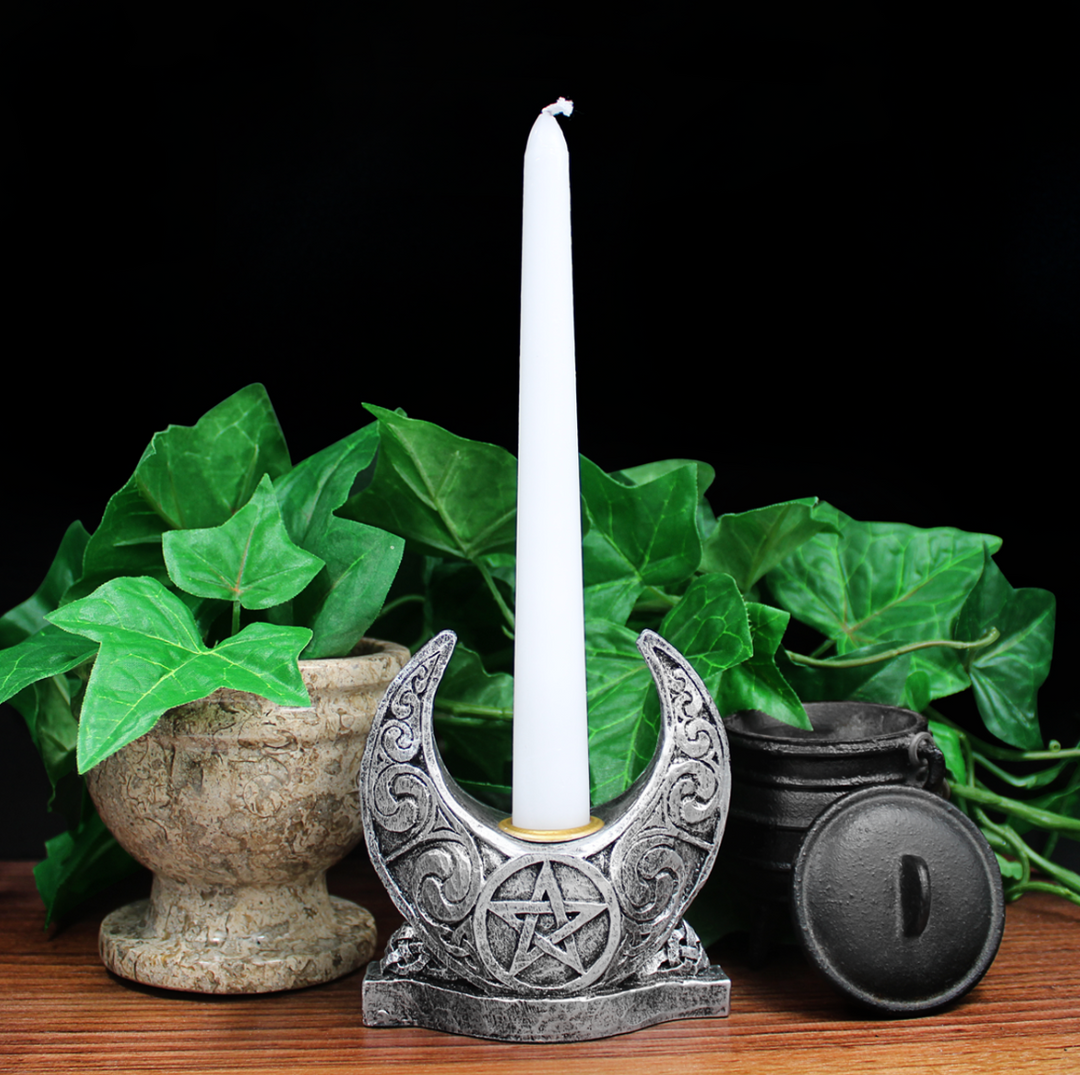 Pentacle Moon Candle Holder