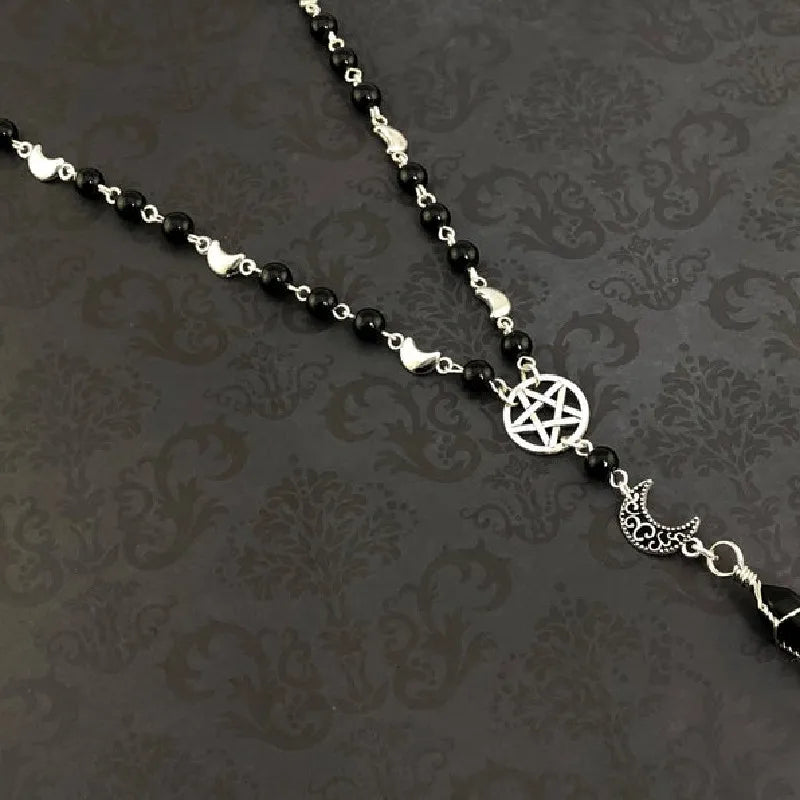 Pentacle Moon Onyx Necklace