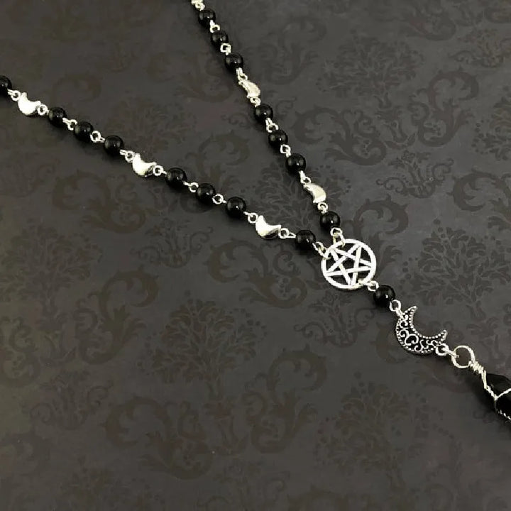 Pentacle Moon Onyx Necklace