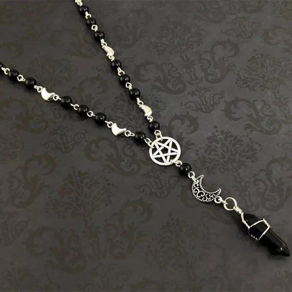 Pentacle Moon Onyx Necklace