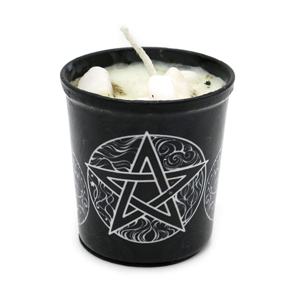 Pentacle Votive Crystal Candle
