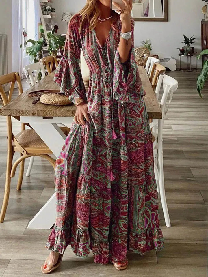 Pink Boho Floral Dress