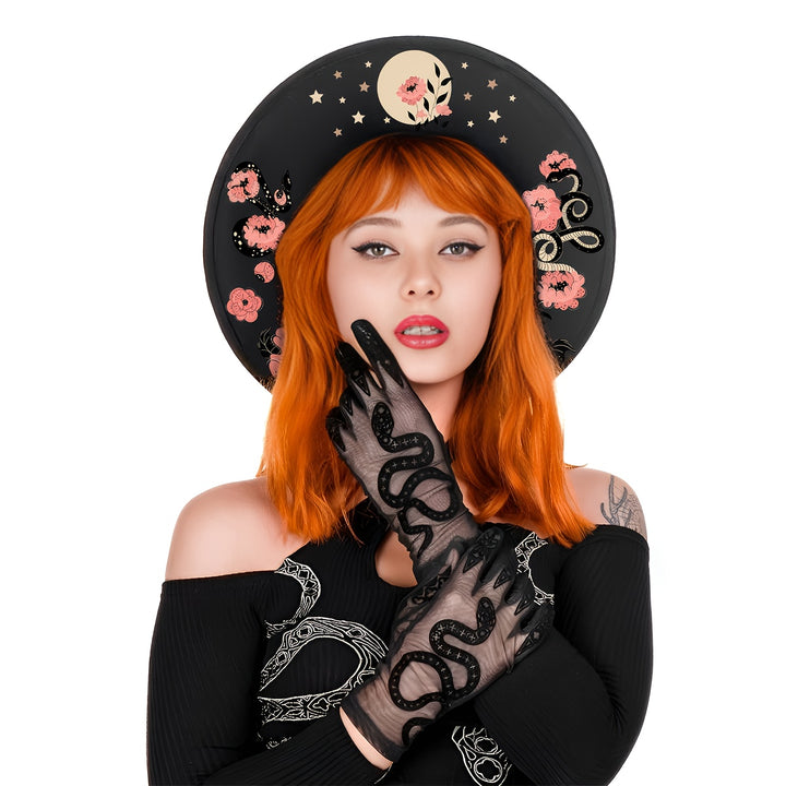 Pink Floral Boho Moon Wide Brim Hat