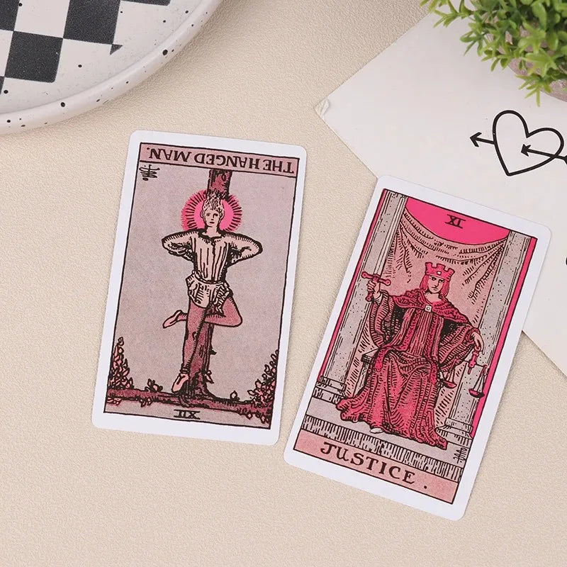 Pink Rider Waite Tarot Cards