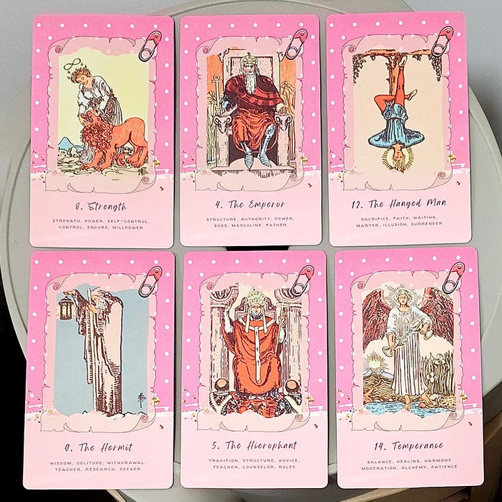 Pink Rider Waite Tarot Cards