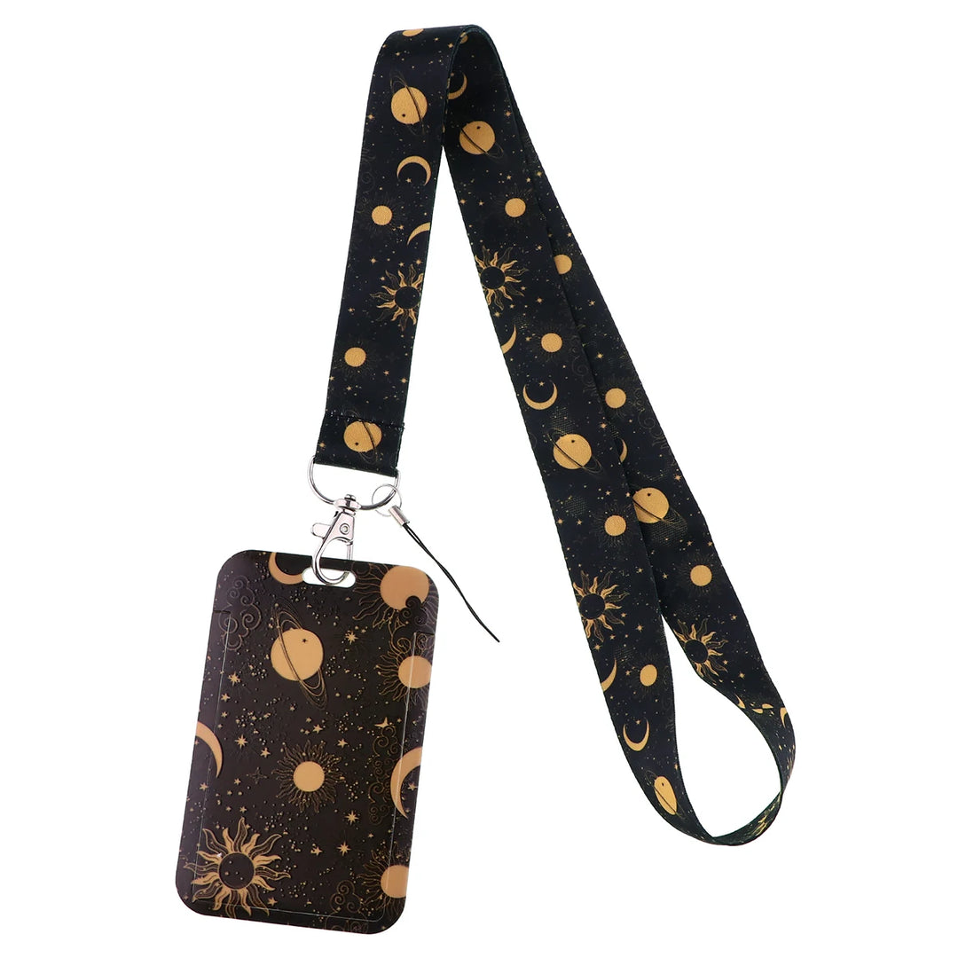 Planets Sun Moon Witchy Lanyard Key Ring Badge