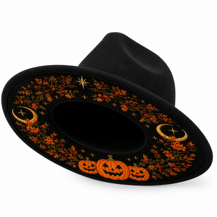 Pumpkin Halloween Wide Brim Hat