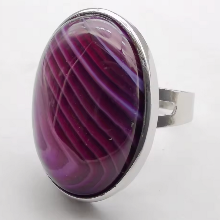 Purple Agate Oval Ring