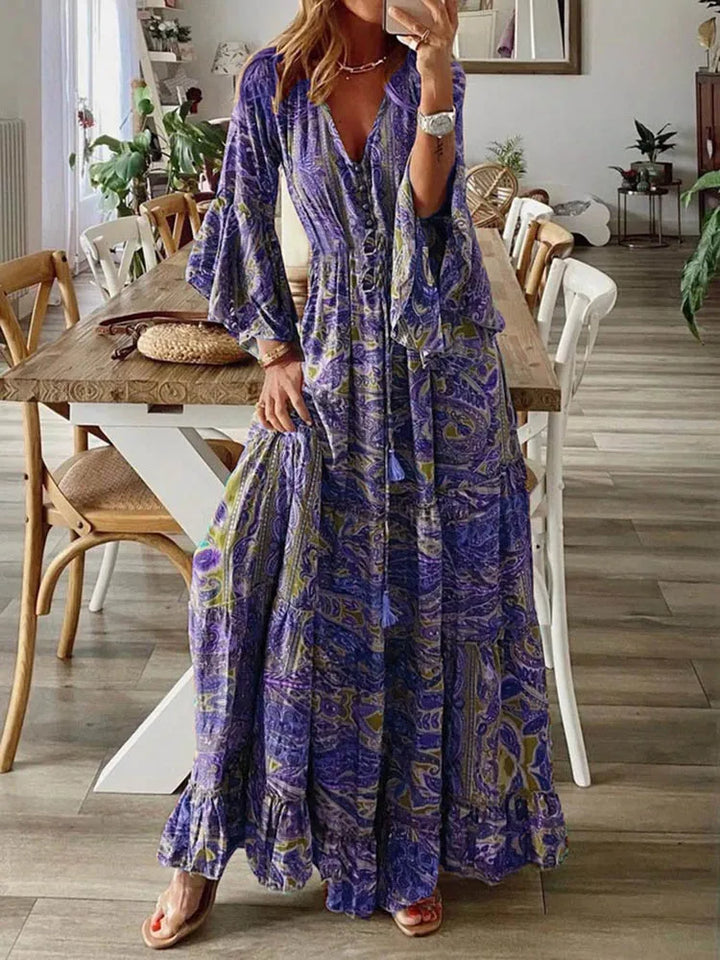 Purple Boho Floral Dress