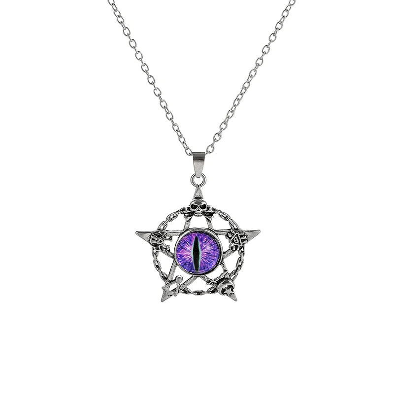 Purple Dragon Eye Pentacle Necklace