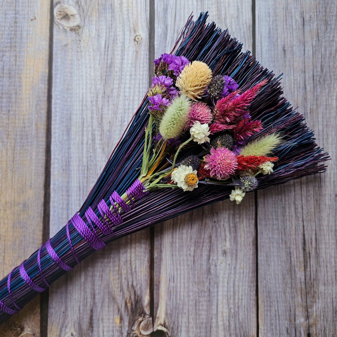 Purple Floral Witch Broom