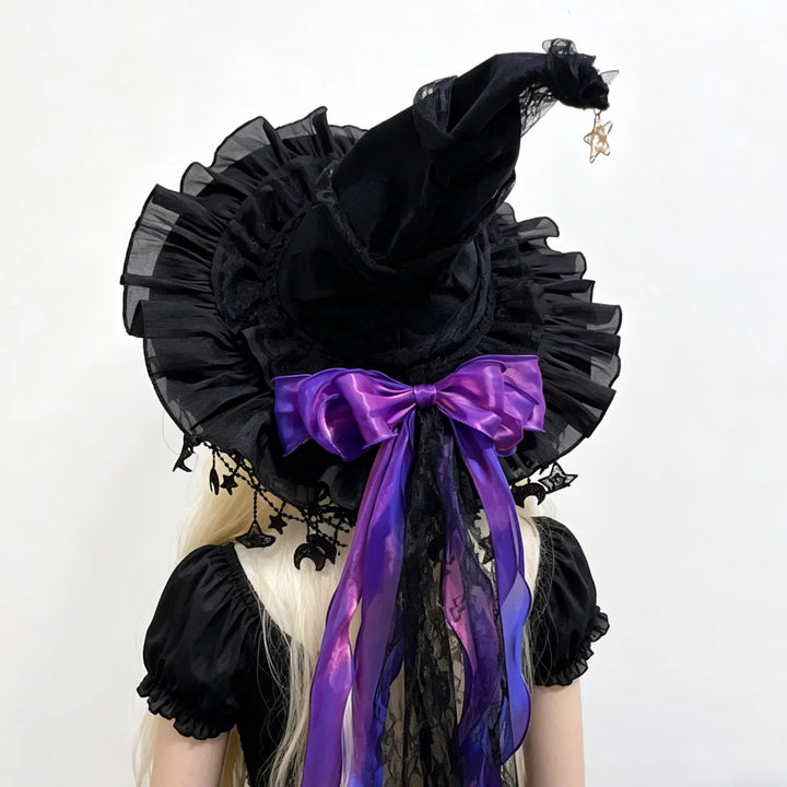 Purple Lace Velvet Witch Hat