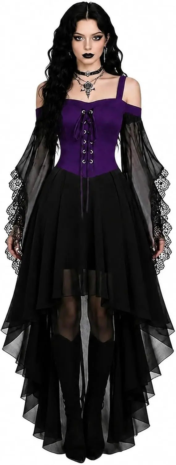 Purple Lace Witch Costume Dress