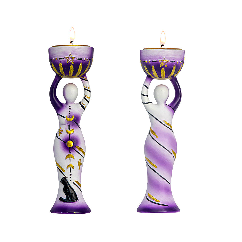 Purple Moon Goddess Tea Light Candle Holder