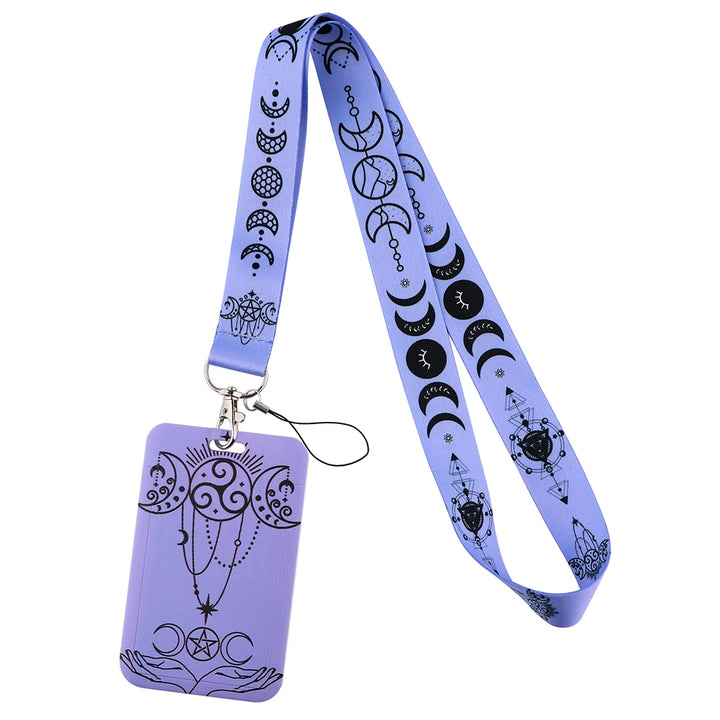 Purple Moon Pentacle Lanyard Key Ring