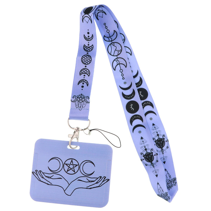 Purple Moon Witchy Lanyard Key Ring Badge