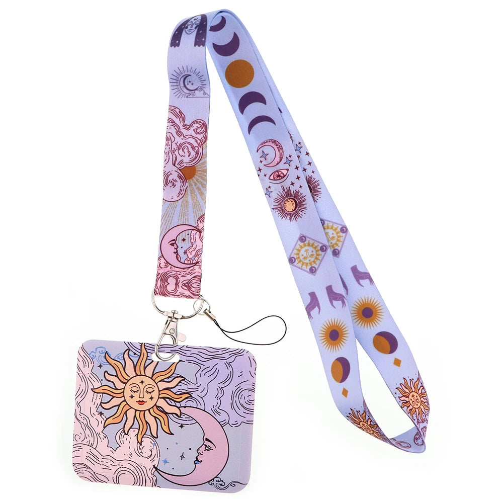 Boho Purple Moon and Sun Lanyard Key Ring