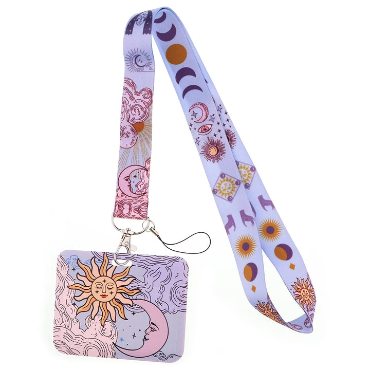 Boho Purple Moon and Sun Lanyard Key Ring
