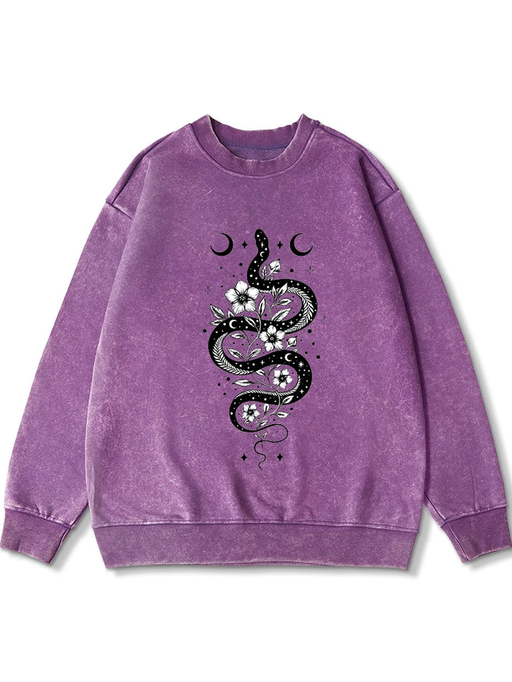 Purple Snake Moon Flower Sweatshirt