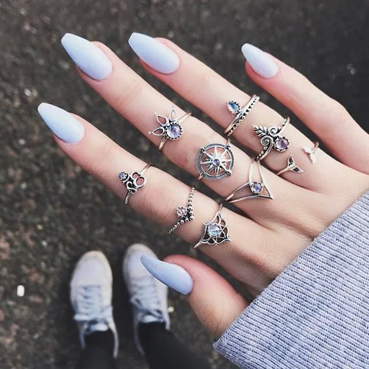 Purple Stone Boho Rings