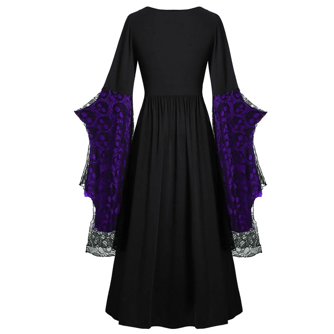 Purple and Black Witch Halloween Dress Costume - Back