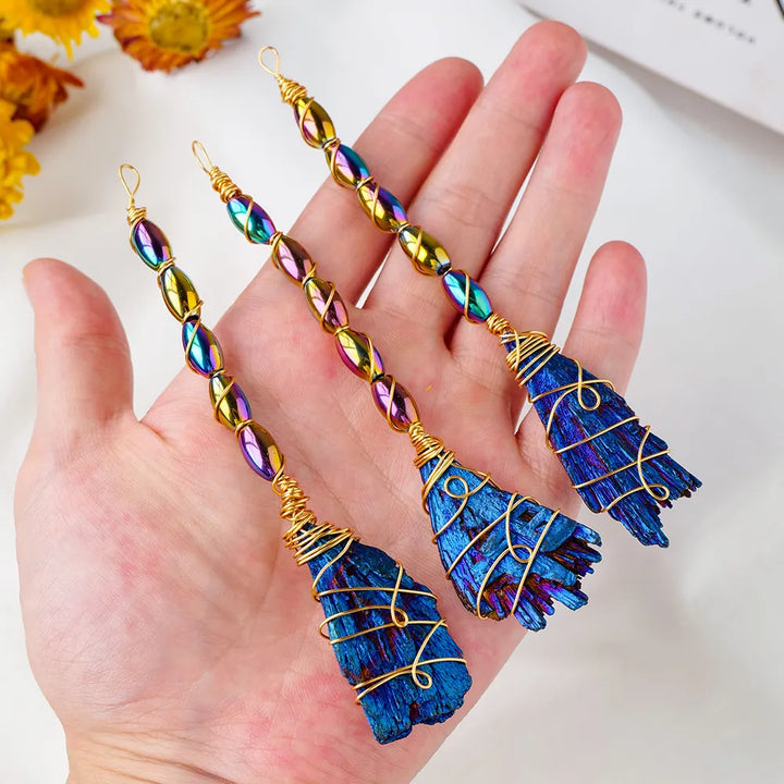 Rainbow Aura Quartz Witch Broom