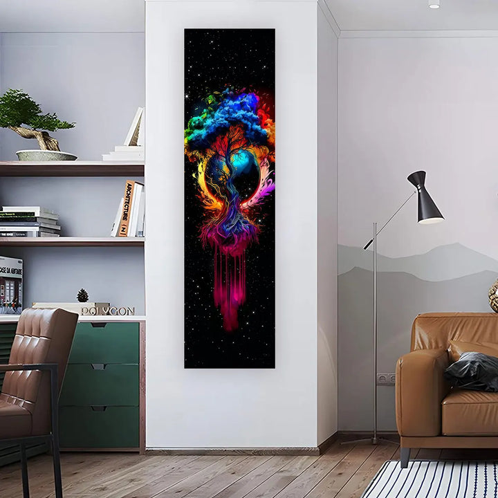 Rainbow Hippie Tree Wall Banner
