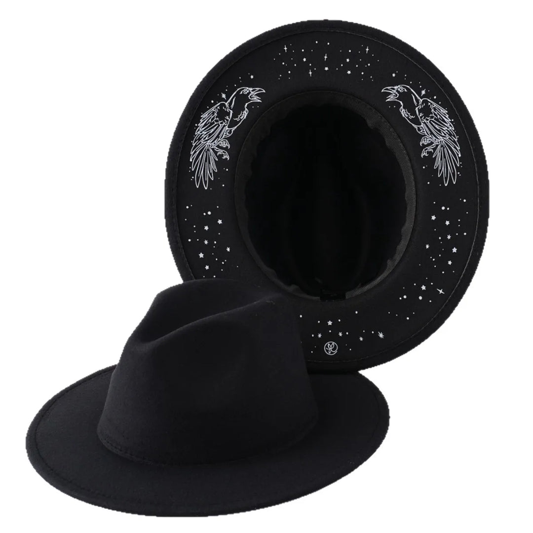 Raven Fedora Wide Brim Hat
