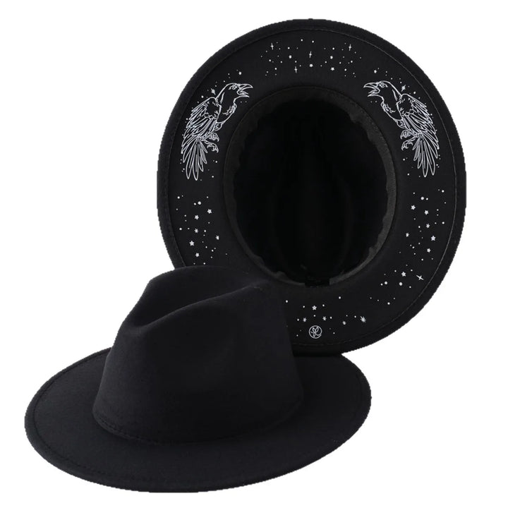 Raven Fedora Wide Brim Hat