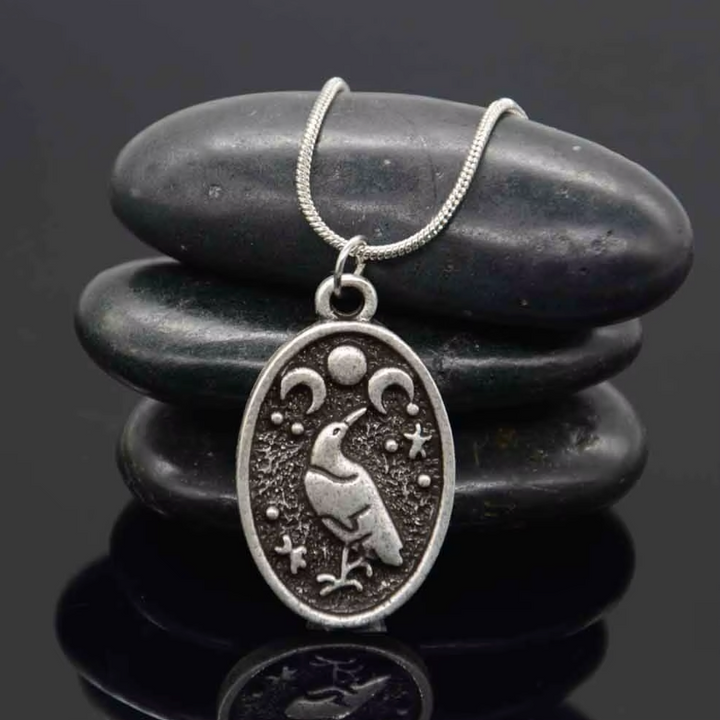 Raven Moon Silver Necklace