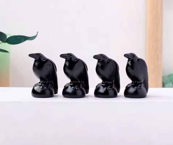 Raven Obsidian Statue