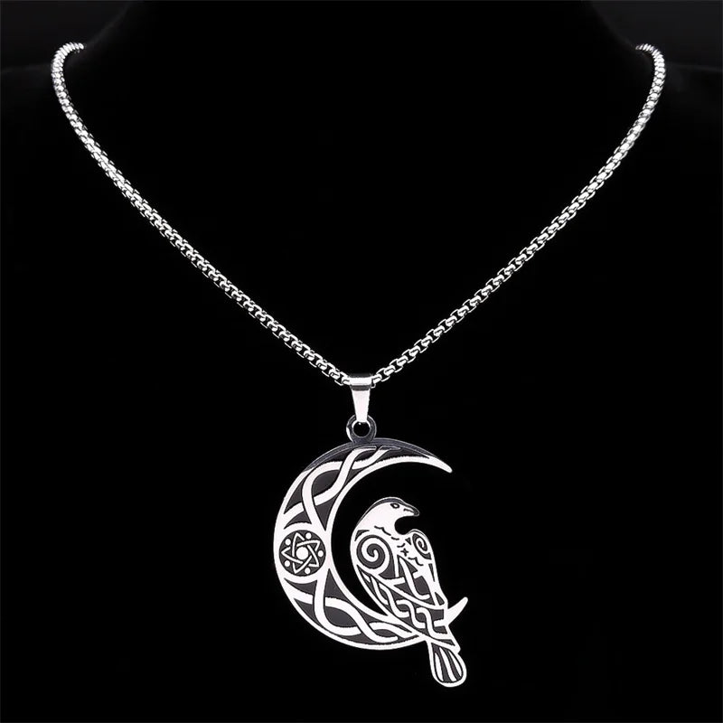 Raven Pentacle Moon Necklace