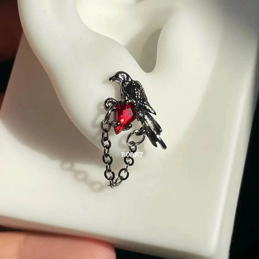 Raven Red Gem Earrings