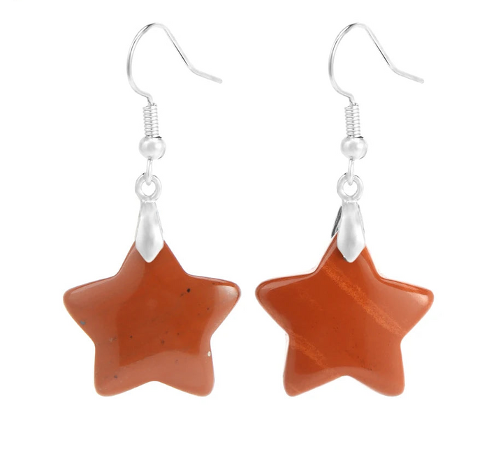 Red Agate Star Earrings