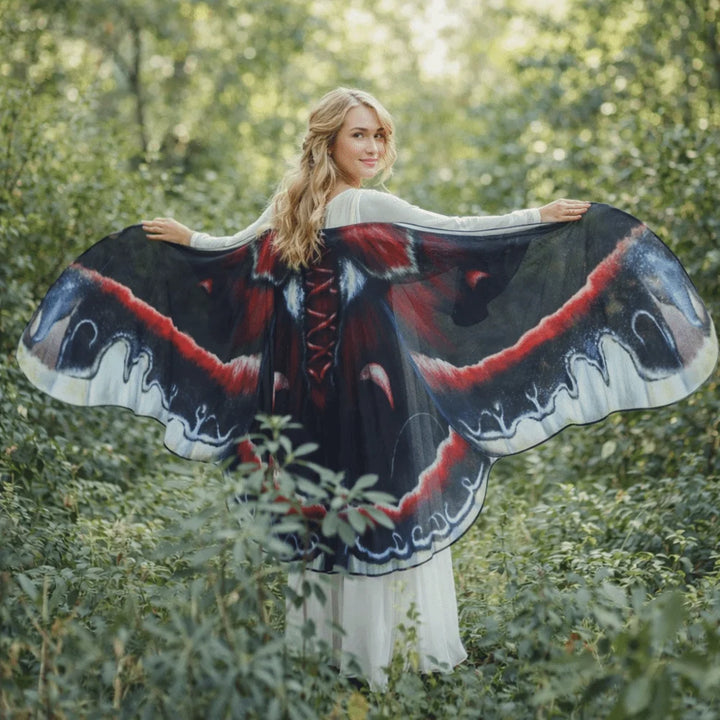 Red Black Moth Capes Festival Wear