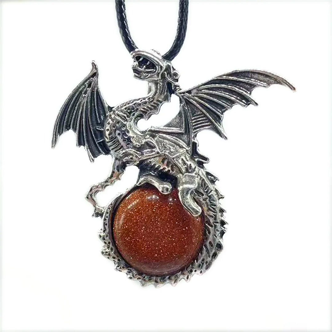 Red Goldstone Crystal Dragon Necklace