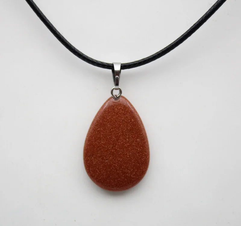 Red Goldstone Teardrop Pendant Necklace