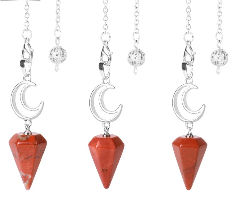 Red Jasper Crescent Moon Pendulums