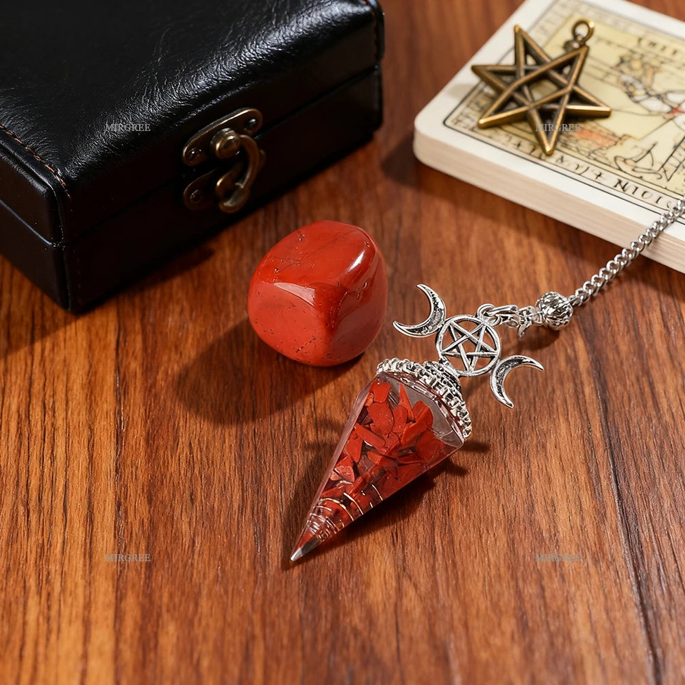 Red Jasper Crystal Pentacle Pendulum