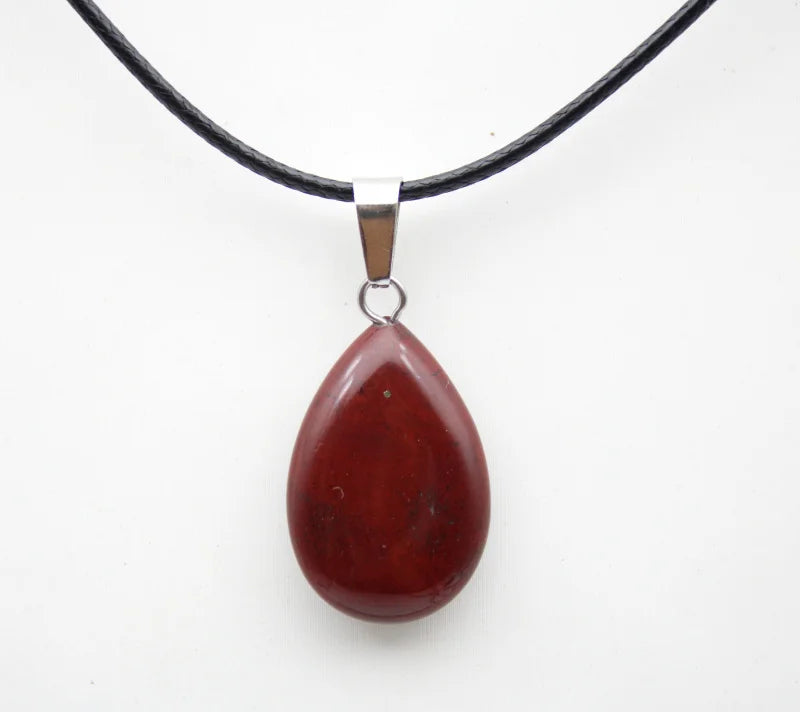 Red Jasper Teardrop Pendant Necklace