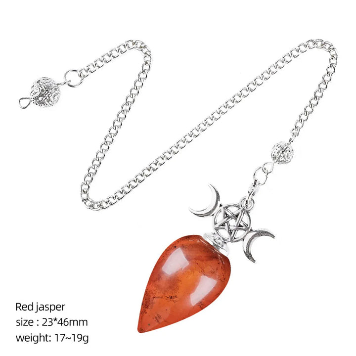 Red Jasper Triple Moon Pentacle Pendulum