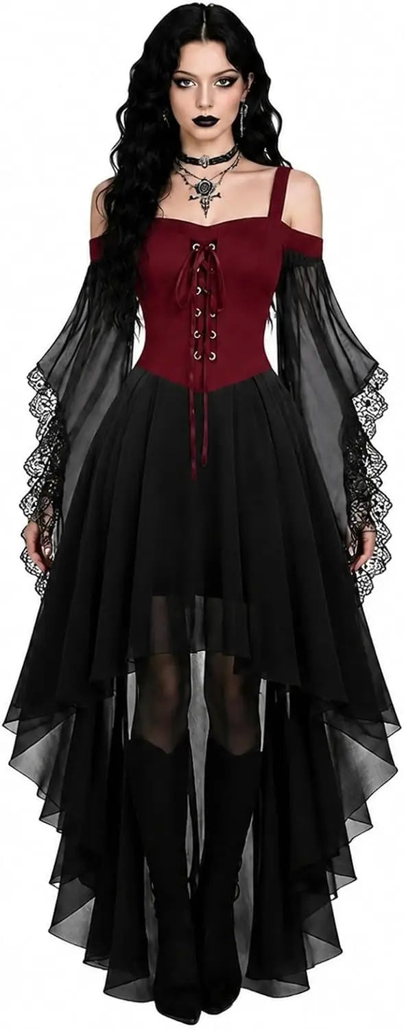 Red Lace Witch Costume Dress