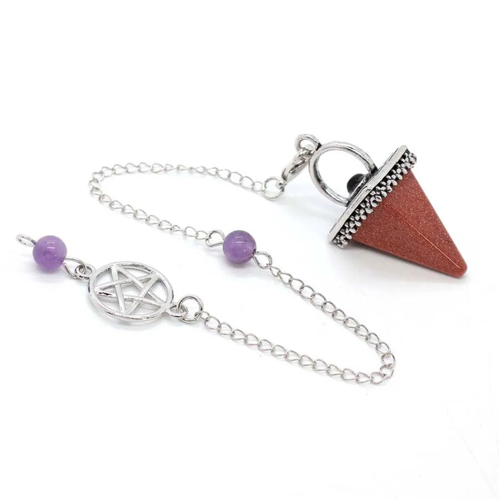 Red Sandstone Pentacle Pyramid Pendulums
