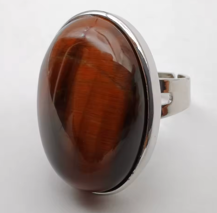 Red Tiger Eye Oval Ring