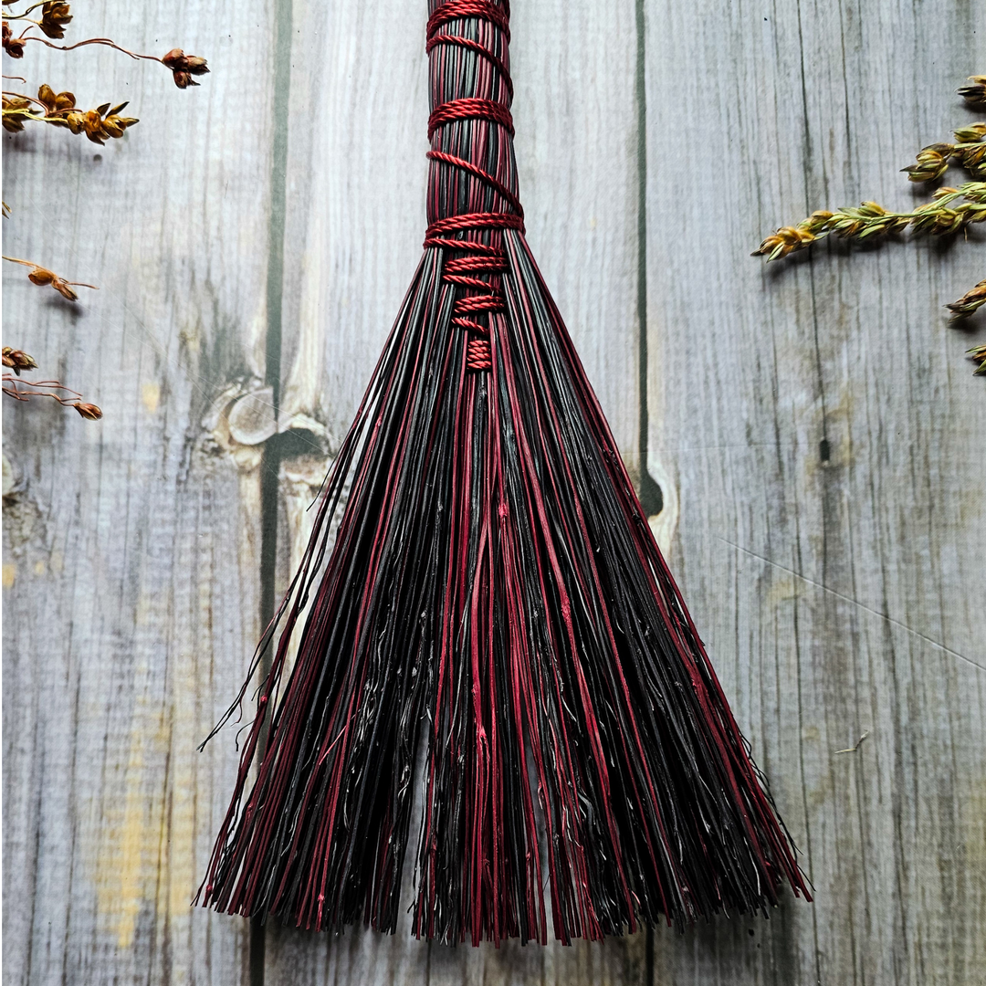 Red Witch Broom - Halloween Decor