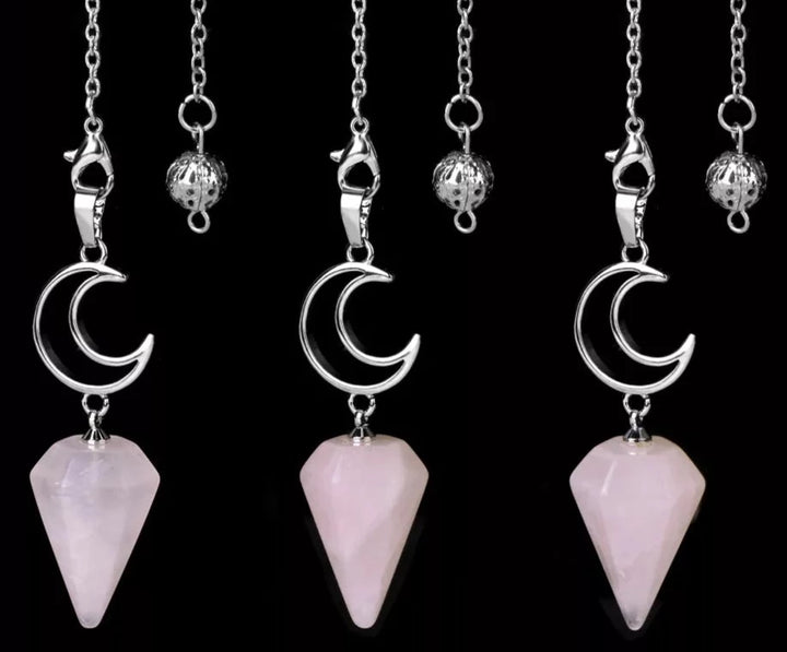 Rose Quartz Crescent Moon Pendulums