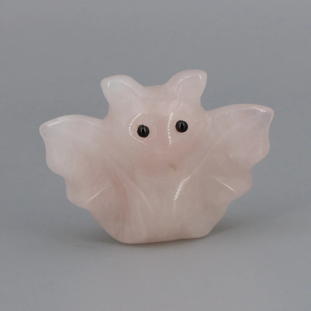 Rose Quartz Crystal Bat Statues