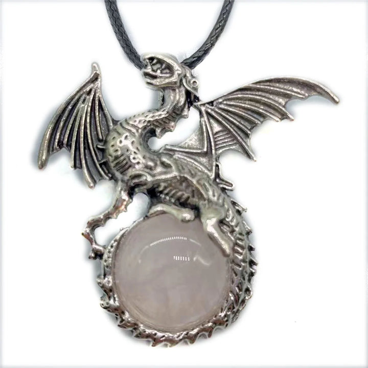 Rose Quartz Crystal Dragon Necklaces